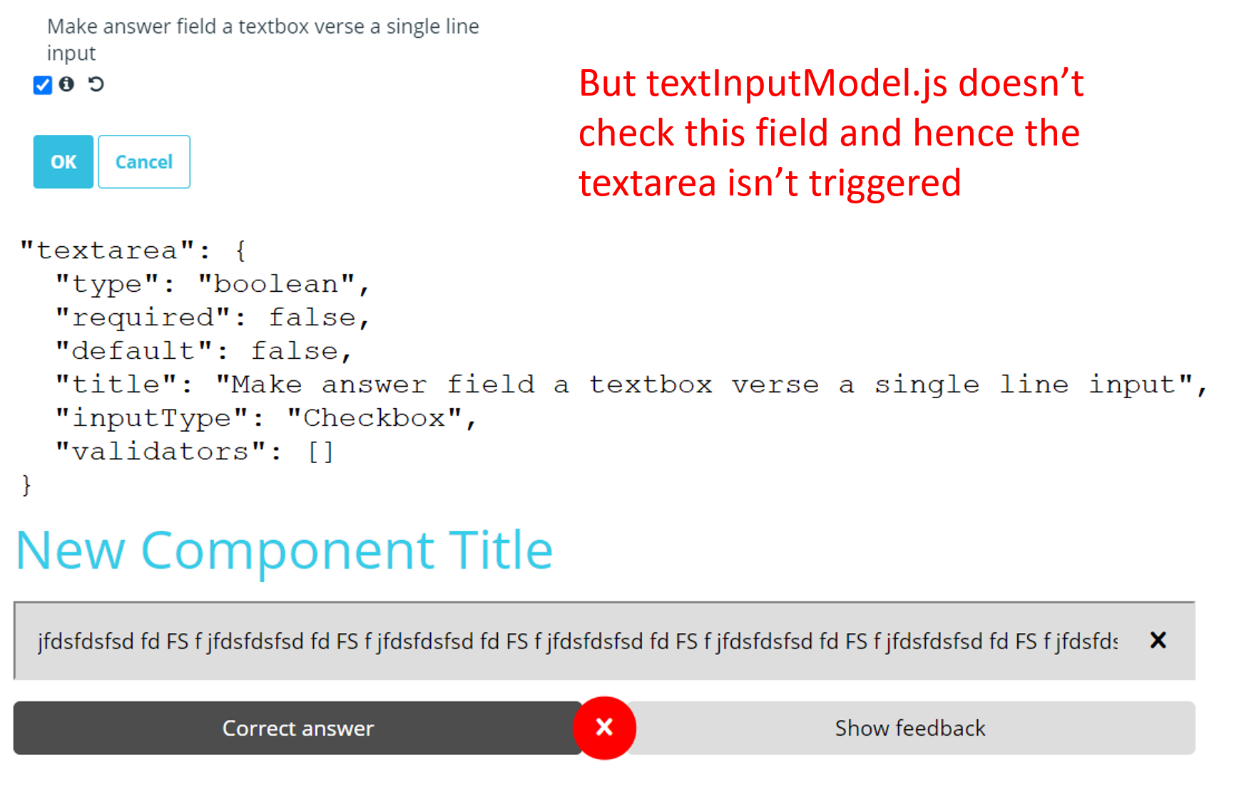 Screenshot of component in Authoring Tool and some parts of code